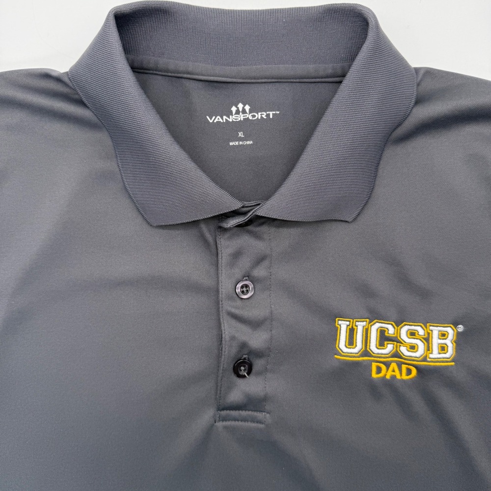 UCSB Dad Embroidered Collegiate Vansport Polo Shirt Men XL Dark Grey 2600